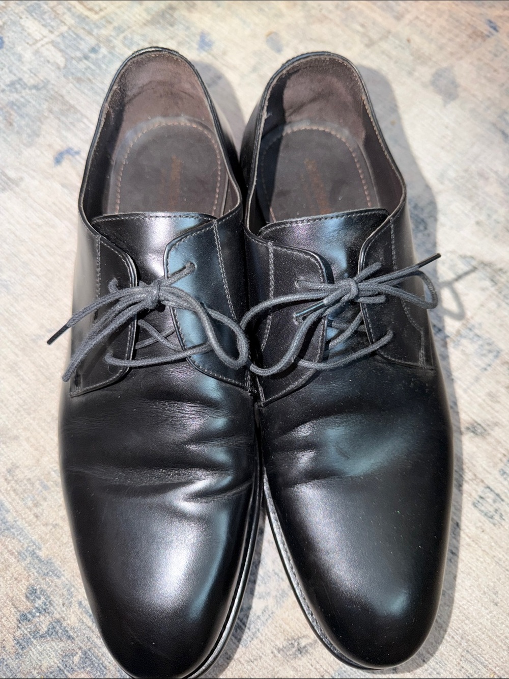 Johnston & Murphy Black Leather Derby Lace-Up Shoes
